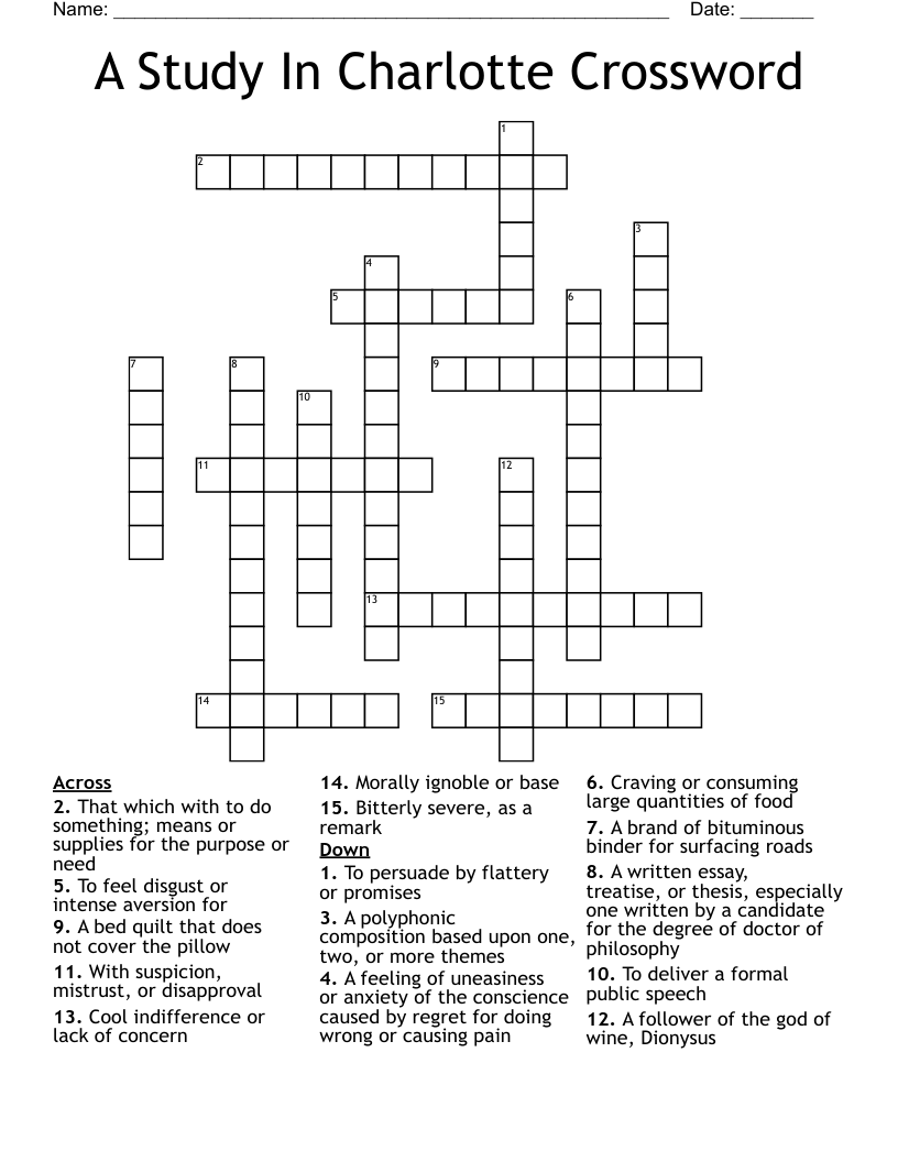 A Study In Charlotte Crossword