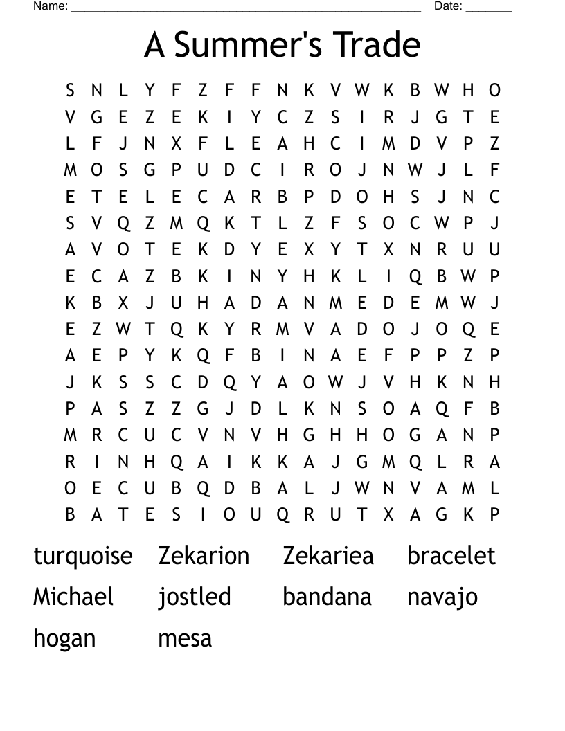 A Summer's Trade Word Search