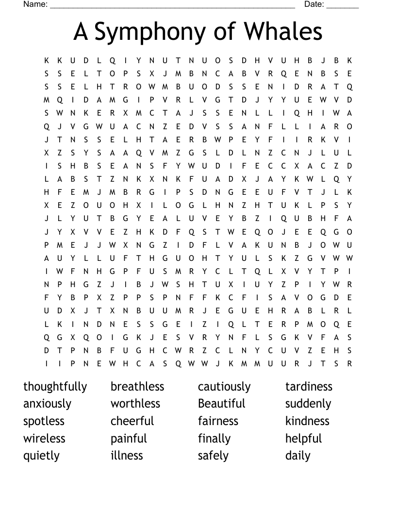 A Symphony of Whales Word Search