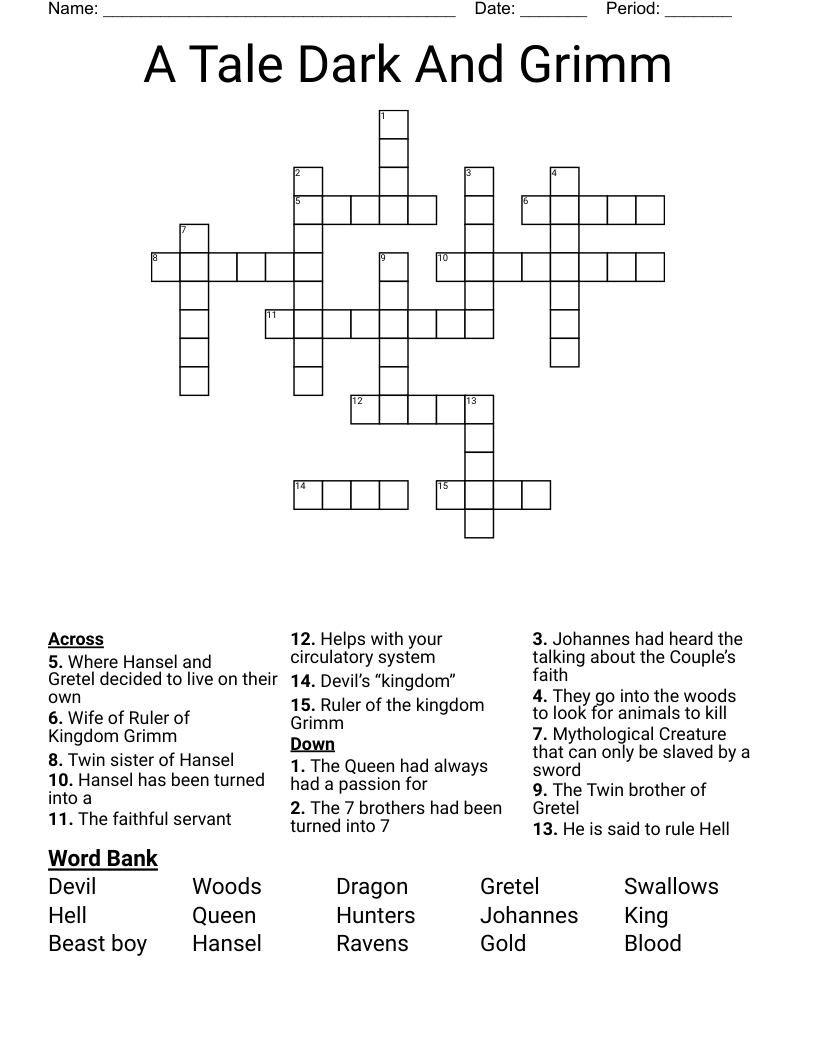A Tale Dark And Grimm Crossword