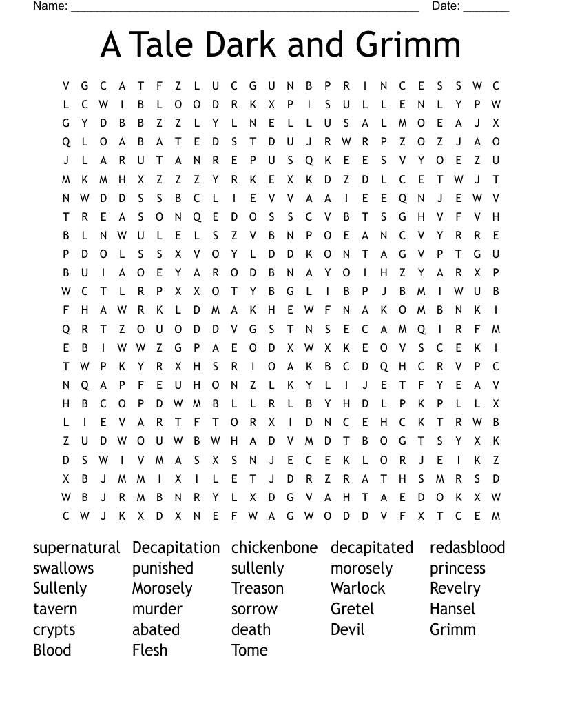 A Tale Dark and Grimm Word Search