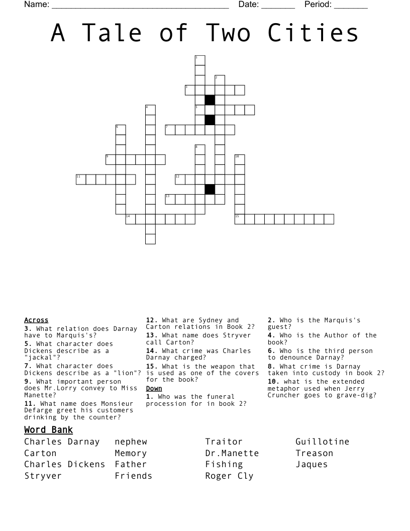 A Tale of Two Cities Crossword