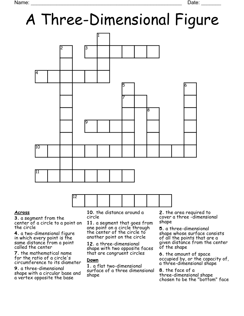 A Three-Dimensional Figure Crossword