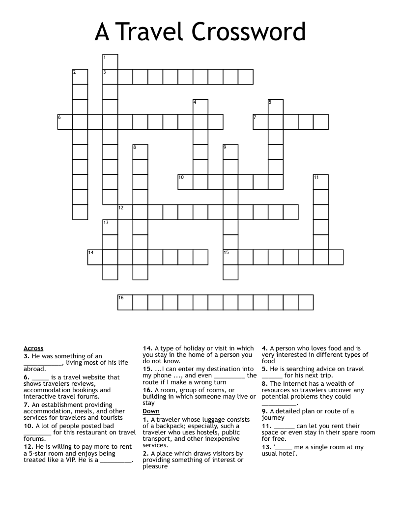 A Travel Crossword