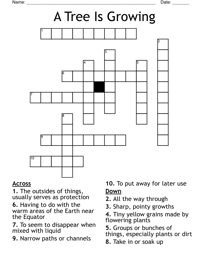 A Tree Is Growing Crossword