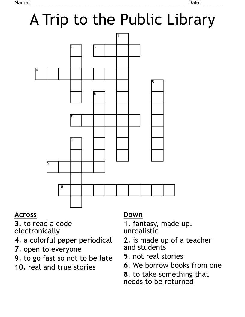 A Trip to the Public Library Crossword