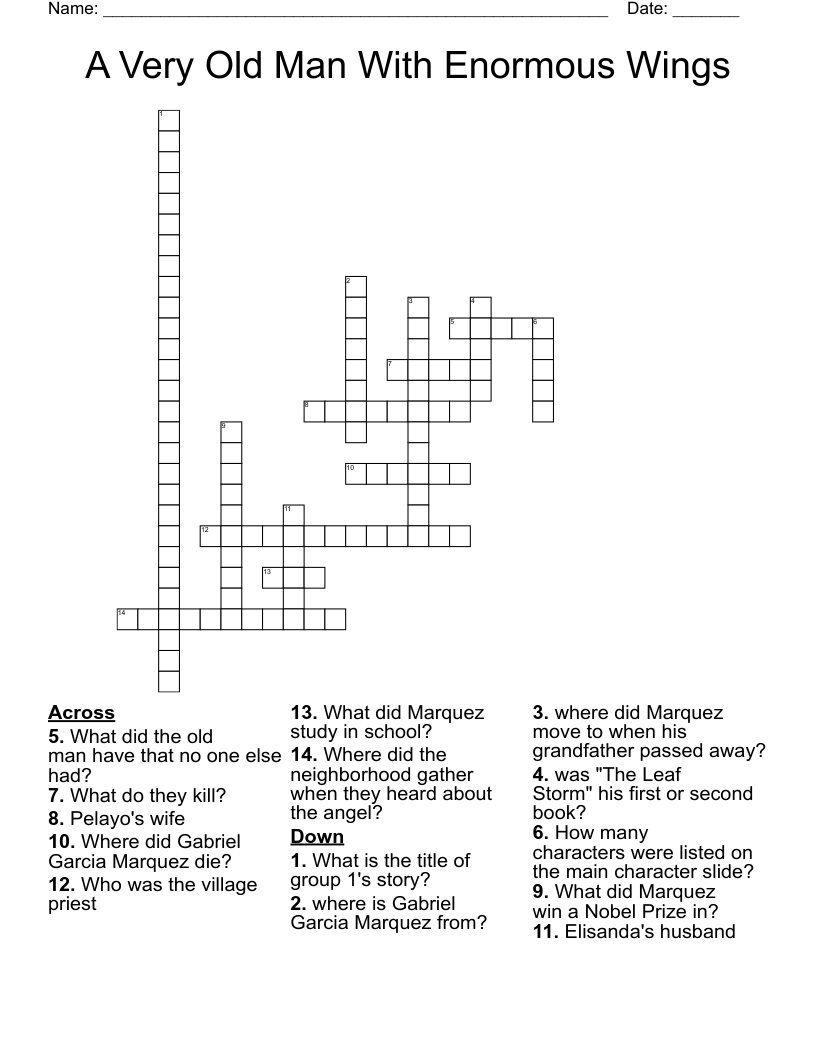 A Very Old Man With Enormous Wings Crossword