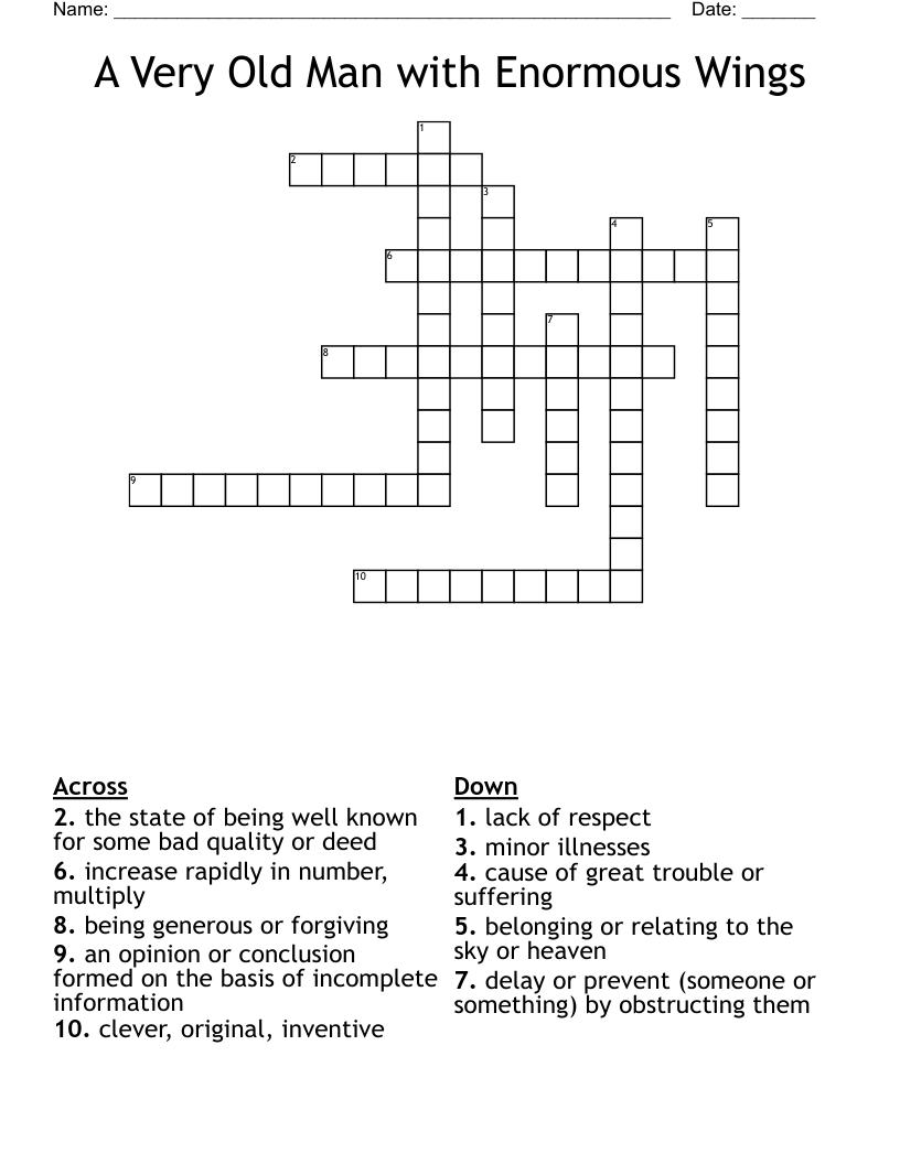 A Very Old Man with Enormous Wings Crossword