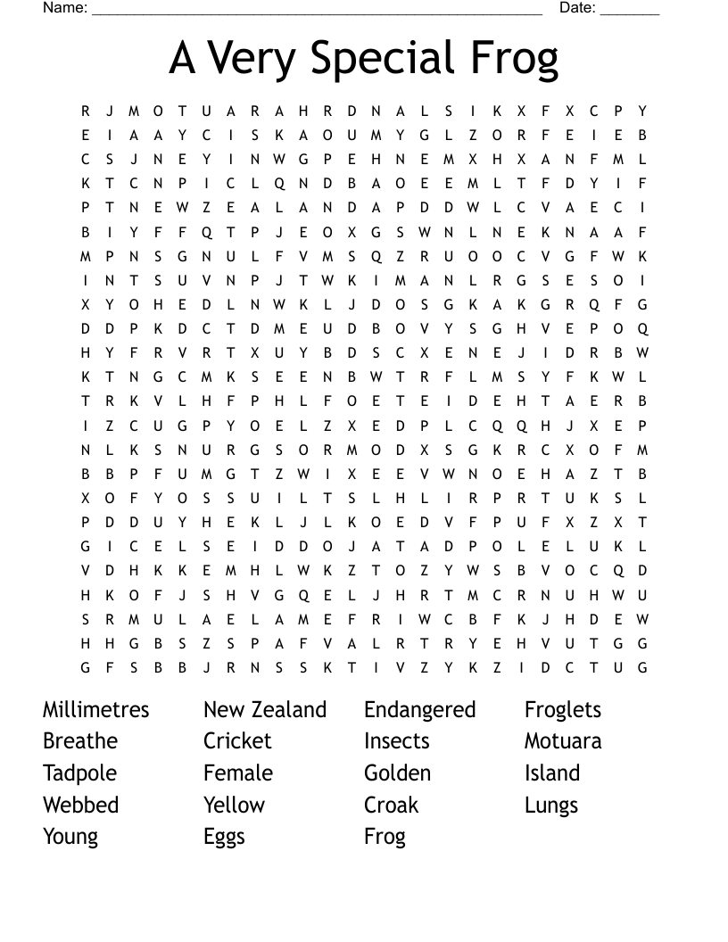 A Very Special Frog Word Search