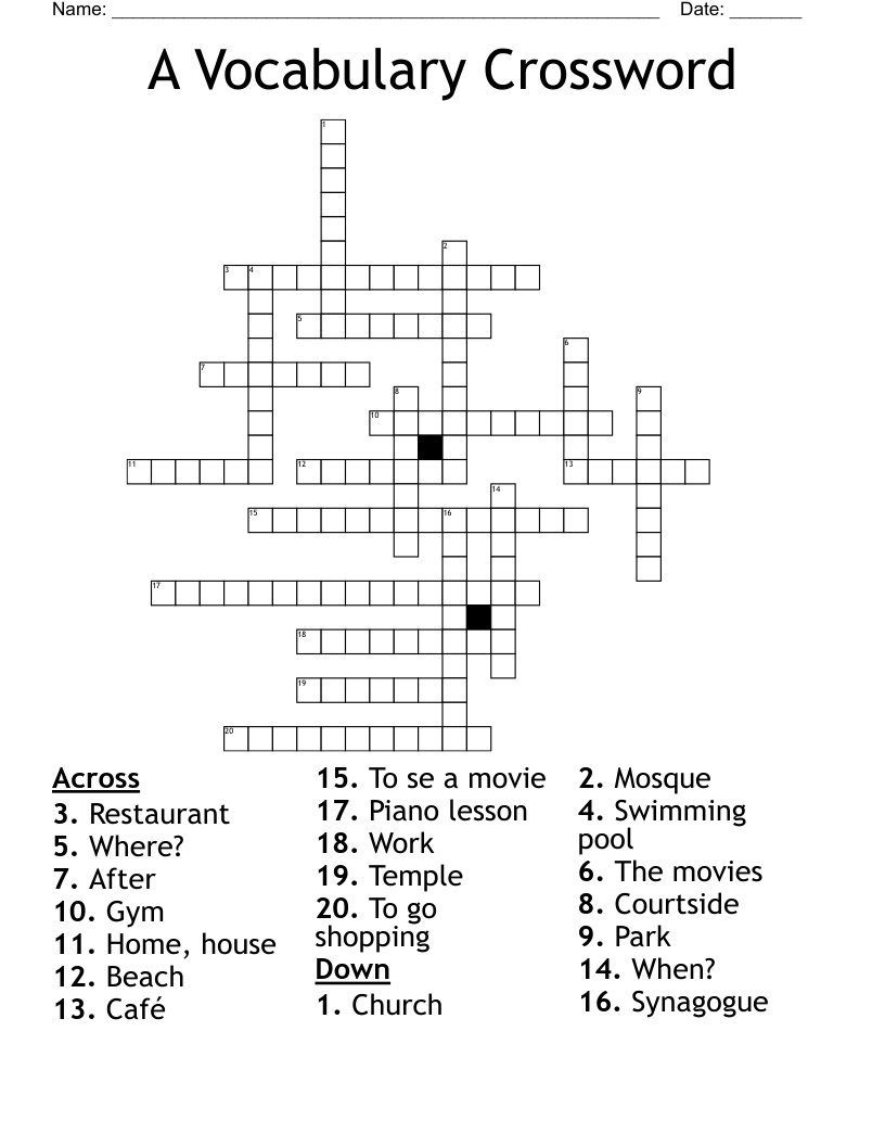 A Vocabulary Crossword 