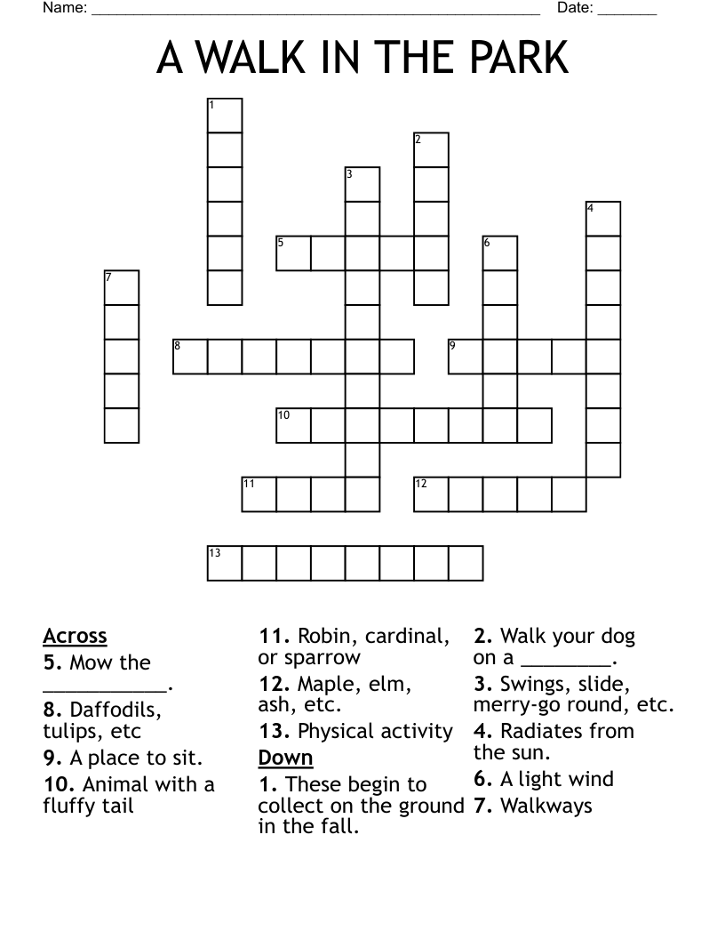 A WALK IN THE PARK  Crossword