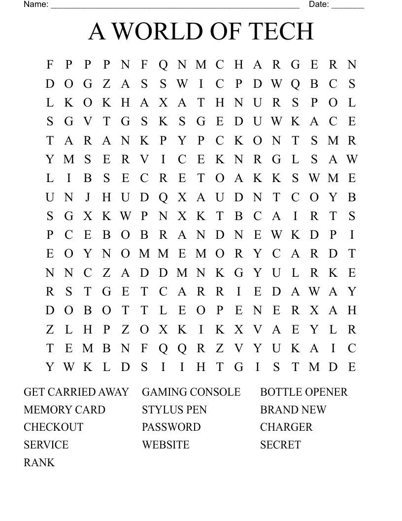 A WORLD OF TECH Word Search