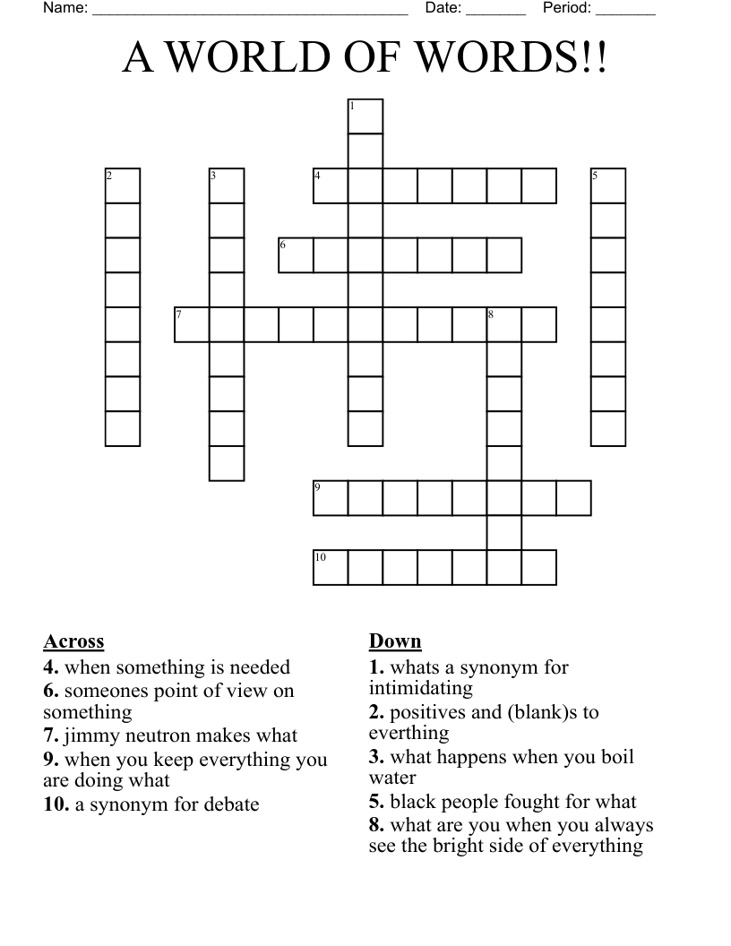 A WORLD OF WORDS!! Crossword