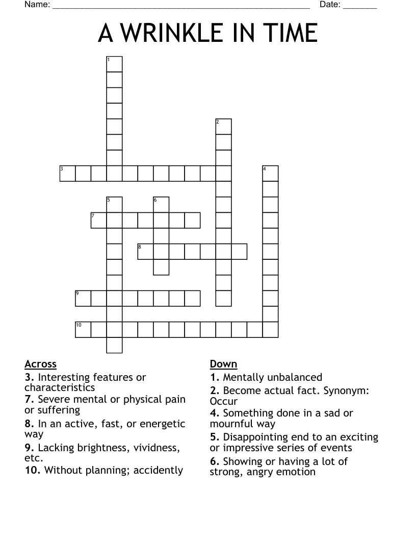 A WRINKLE IN TIME  Crossword