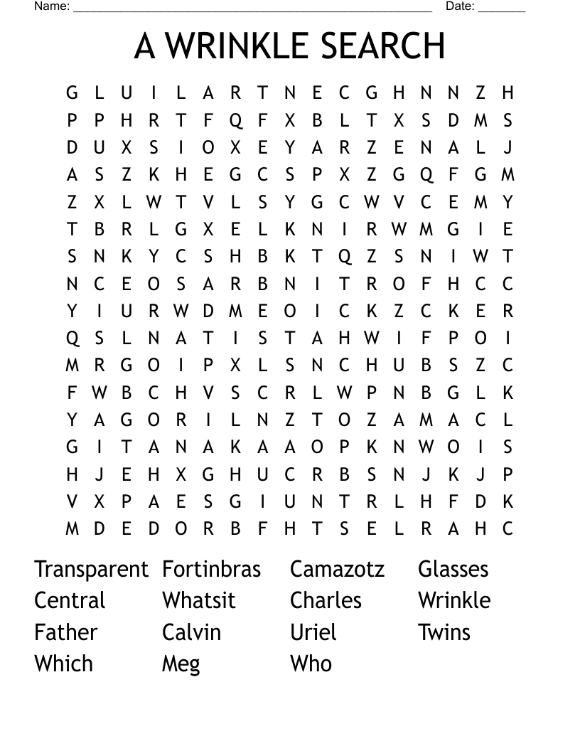 A WRINKLE SEARCH Word Search