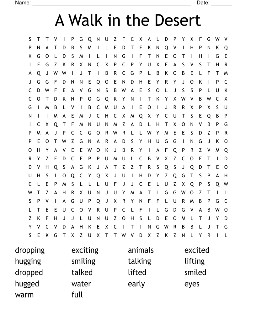 A Walk in the Desert Word Search