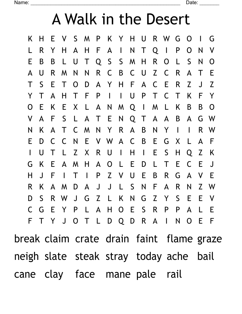 A Walk in the Desert Word Search