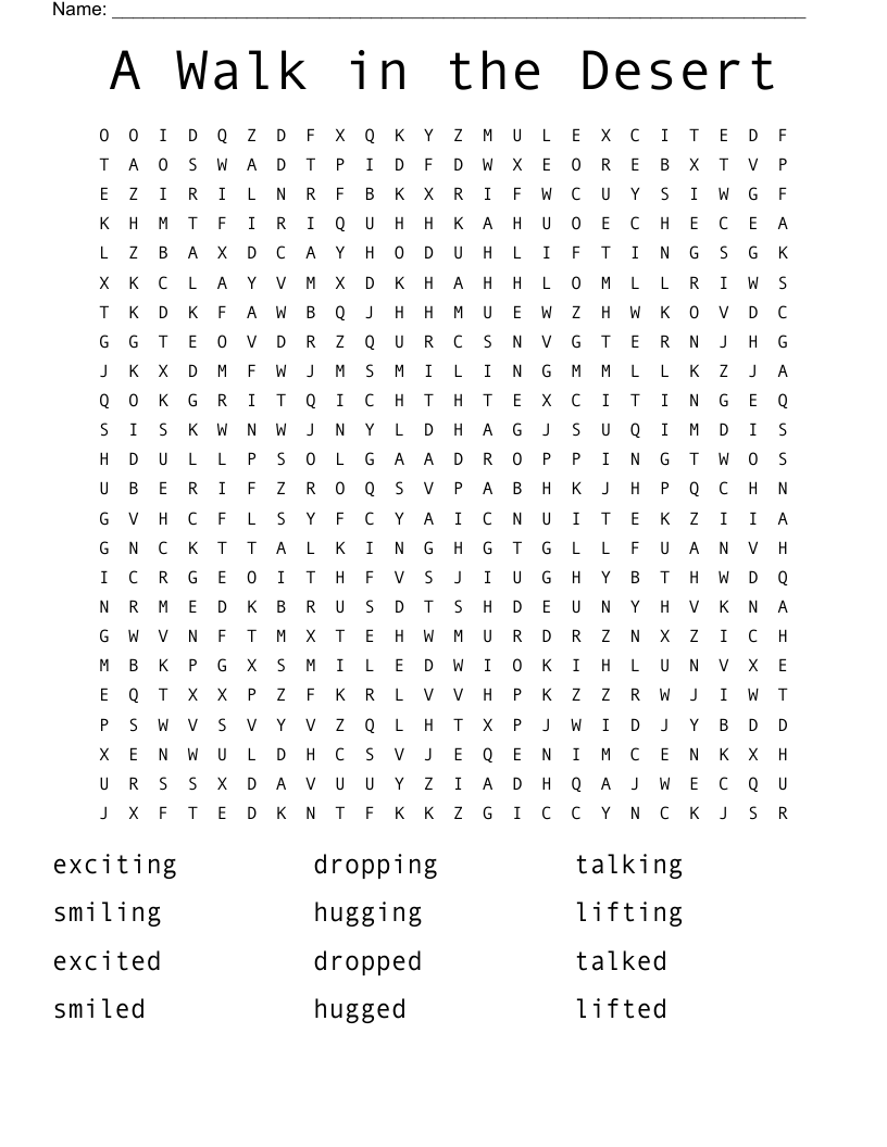 A Walk in the Desert Word Search