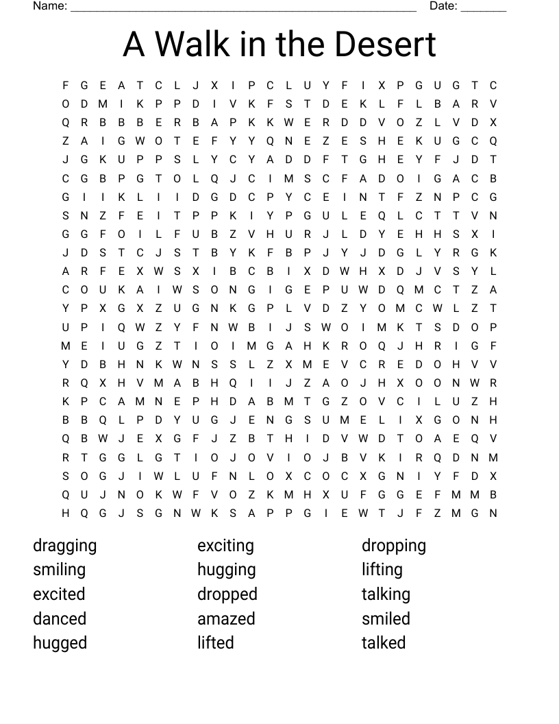 A Walk in the Desert  Word Search