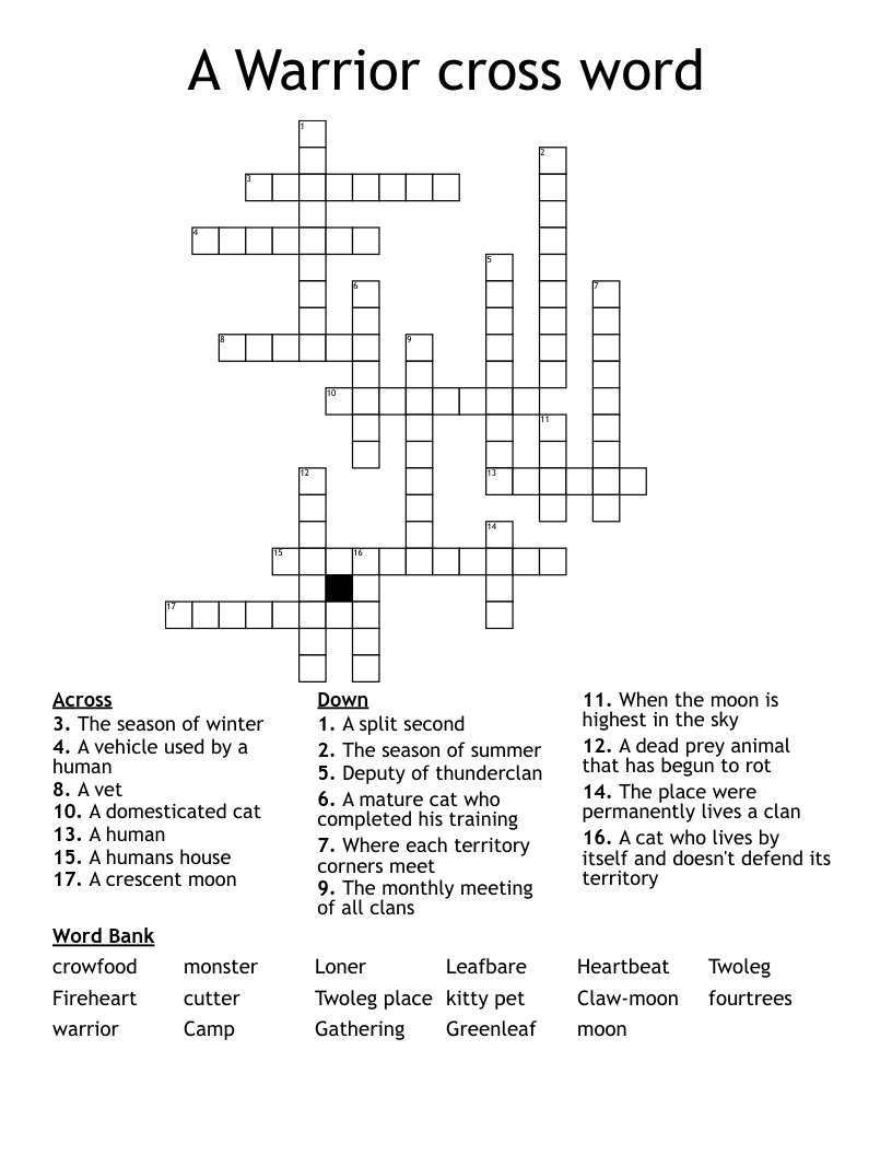 A Warrior cross word