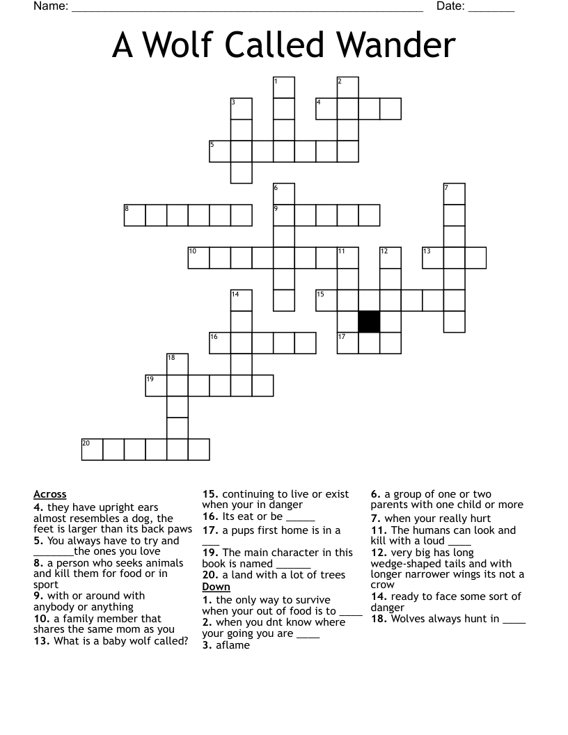 A Wolf Called Wander Crossword