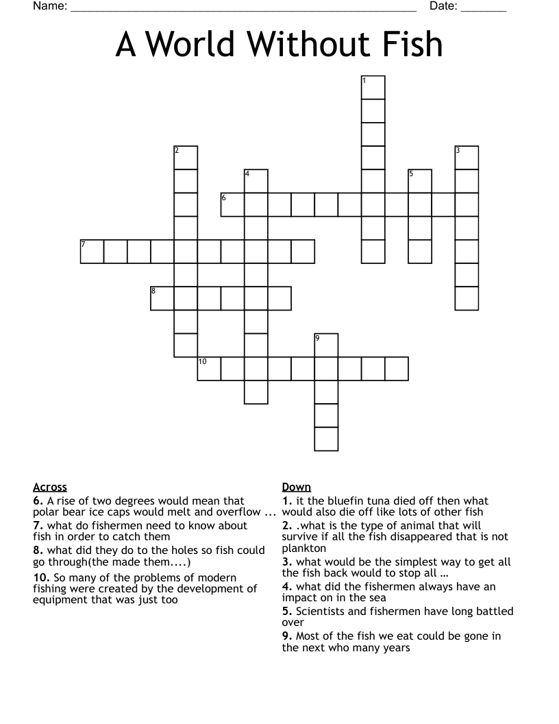 A World Without Fish Crossword
