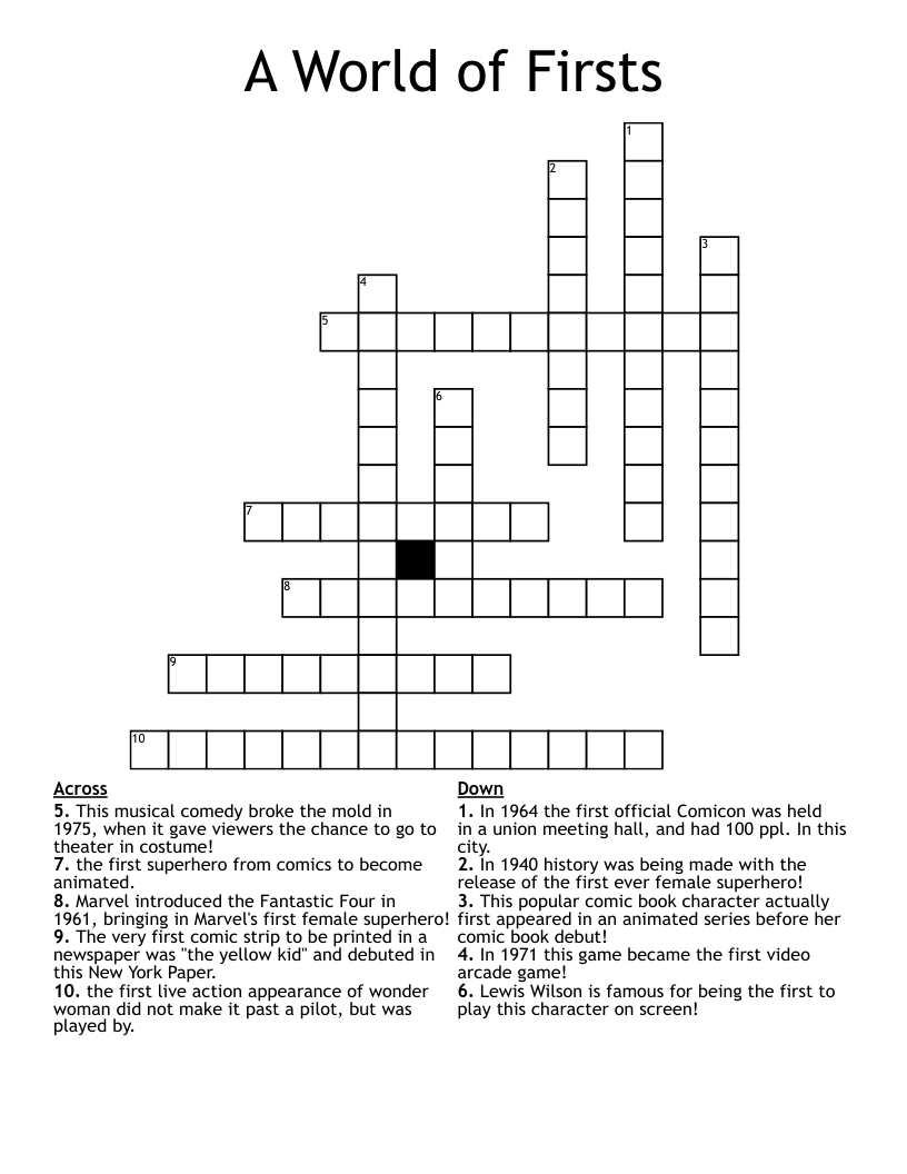 A World of Firsts Crossword