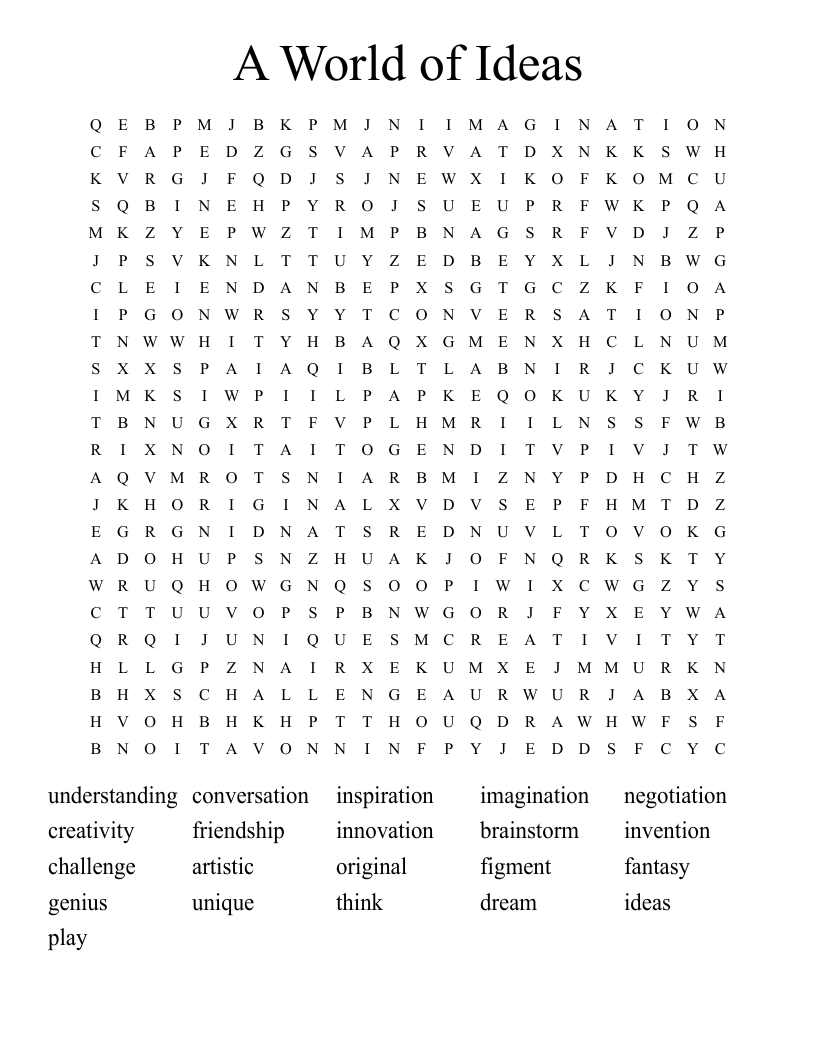 A World of Ideas Word Search