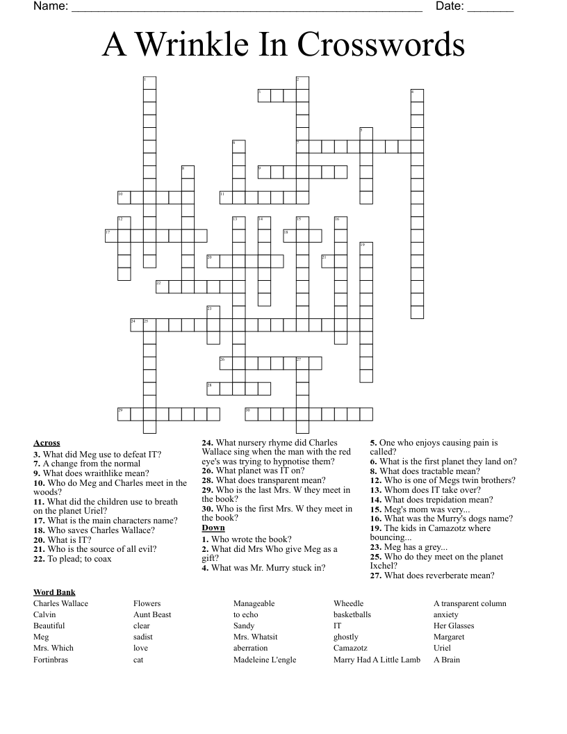 A Wrinkle In Crosswords 