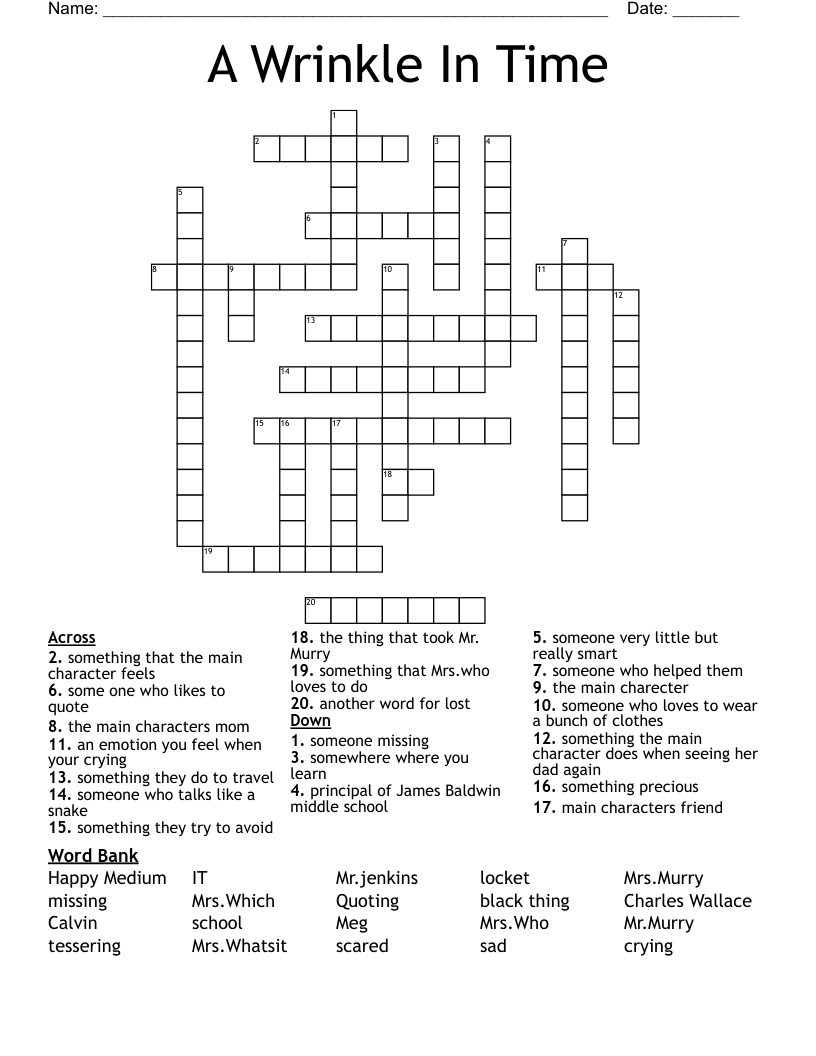 A Wrinkle In Time Crossword