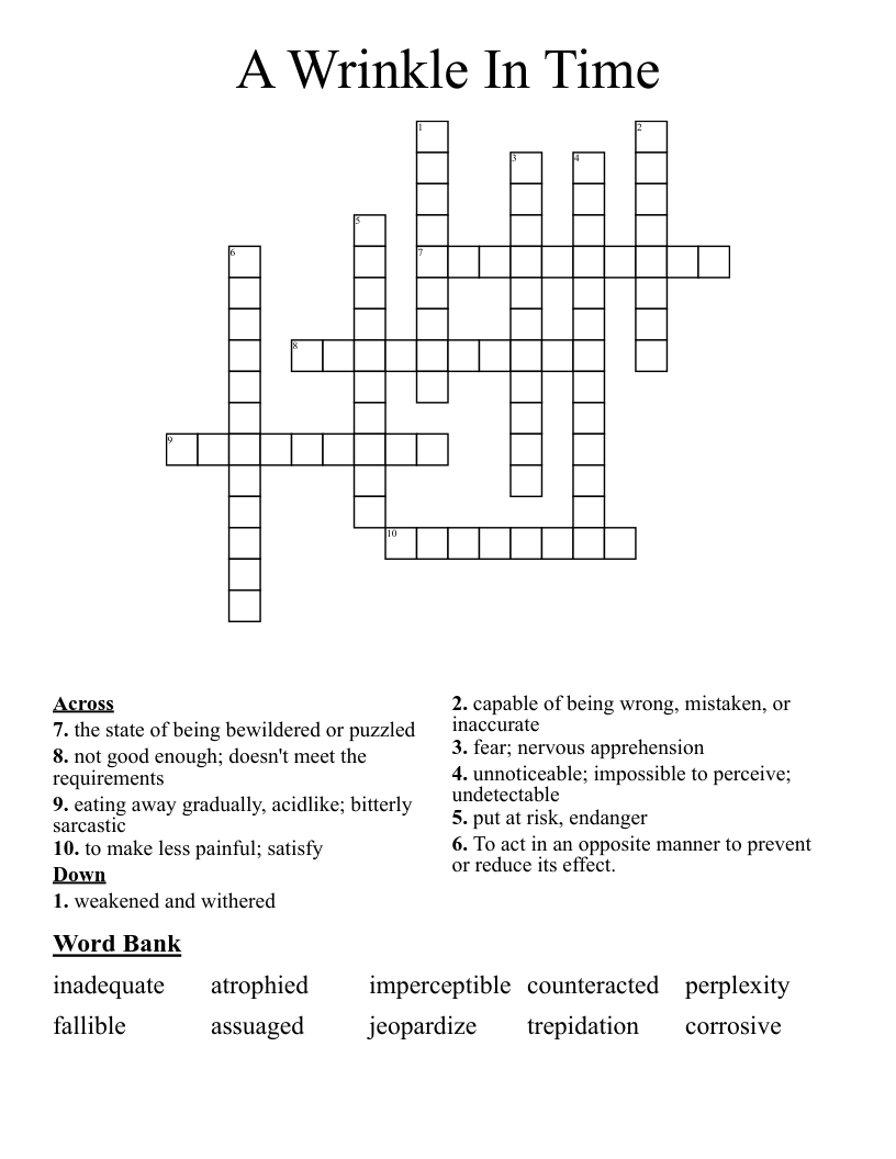 A Wrinkle In Time Crossword