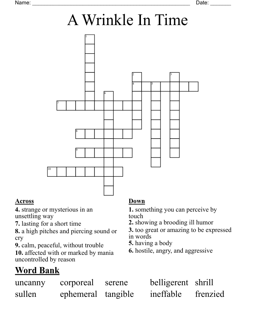 A Wrinkle In Time Crossword