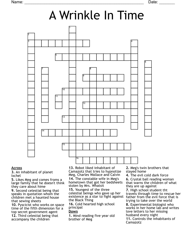 A Wrinkle In Time Crossword