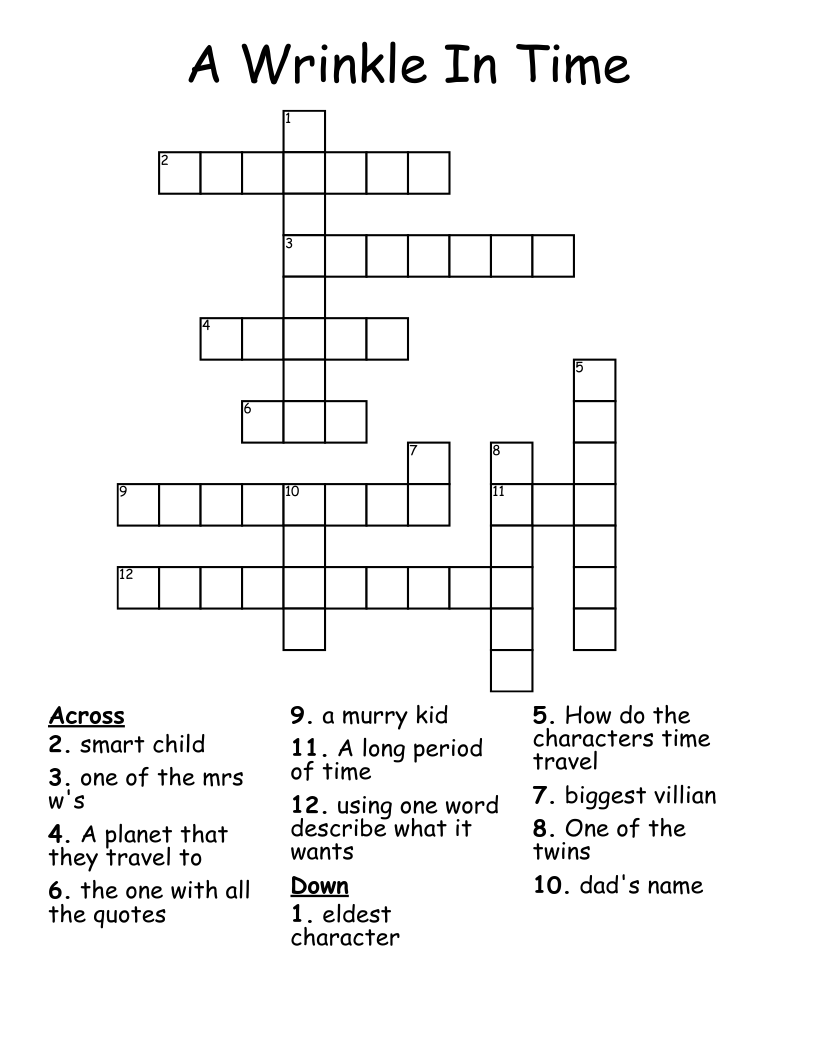 A Wrinkle In Time Crossword