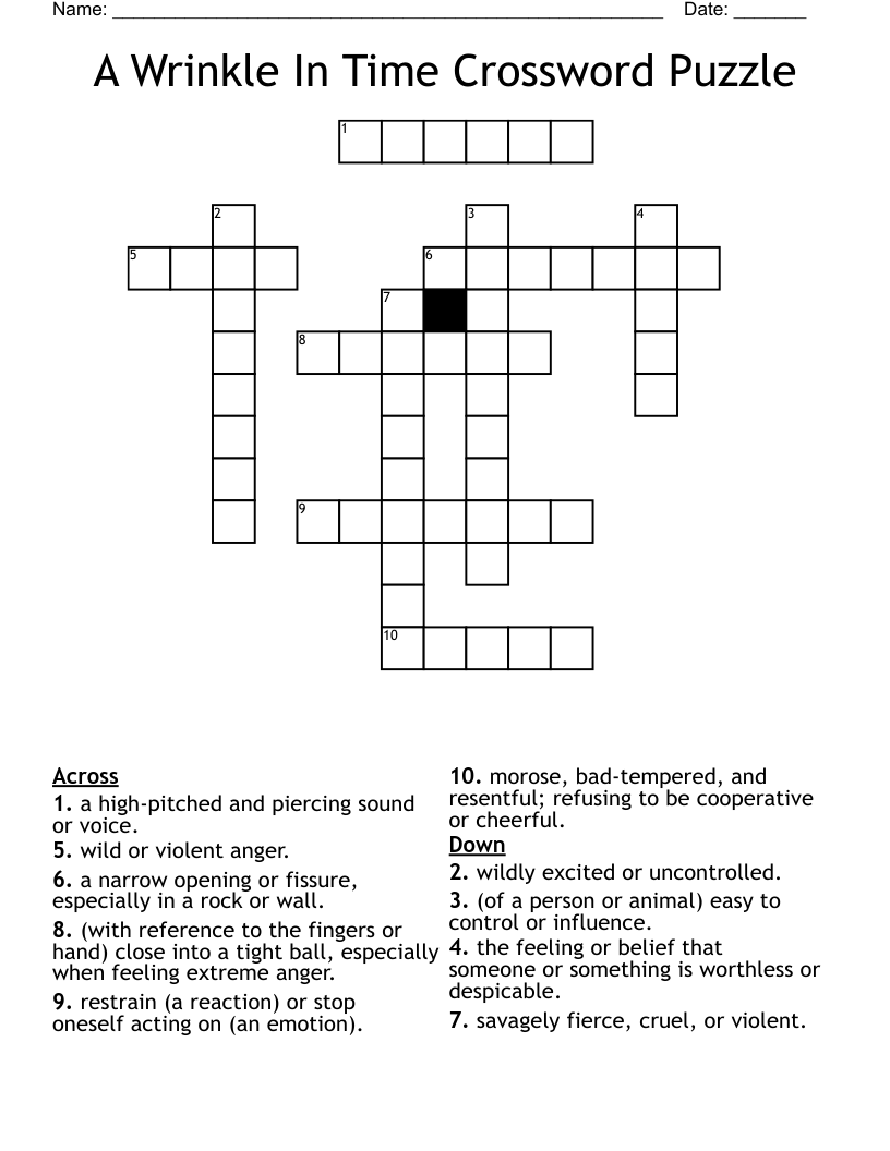 A Wrinkle In Time Crossword Puzzle