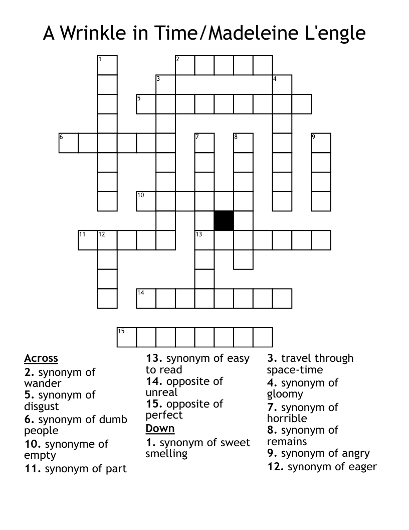 A Wrinkle in Time/Madeleine L'engle Crossword