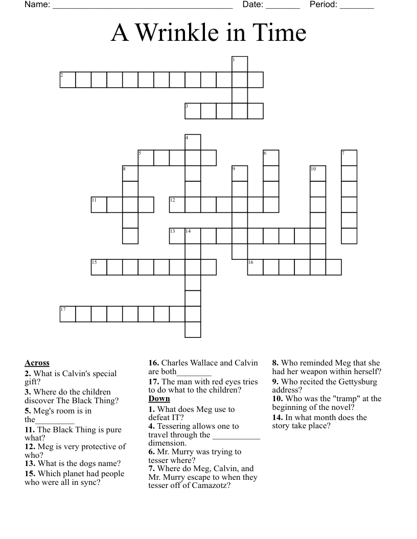 A Wrinkle in Time Crossword