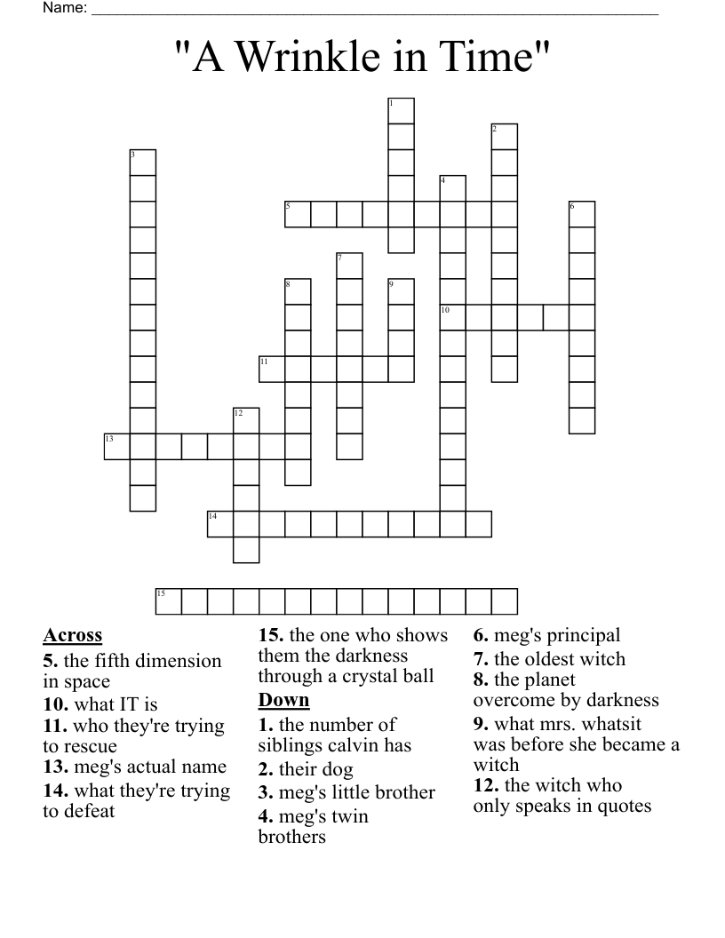 "A Wrinkle in Time" Crossword