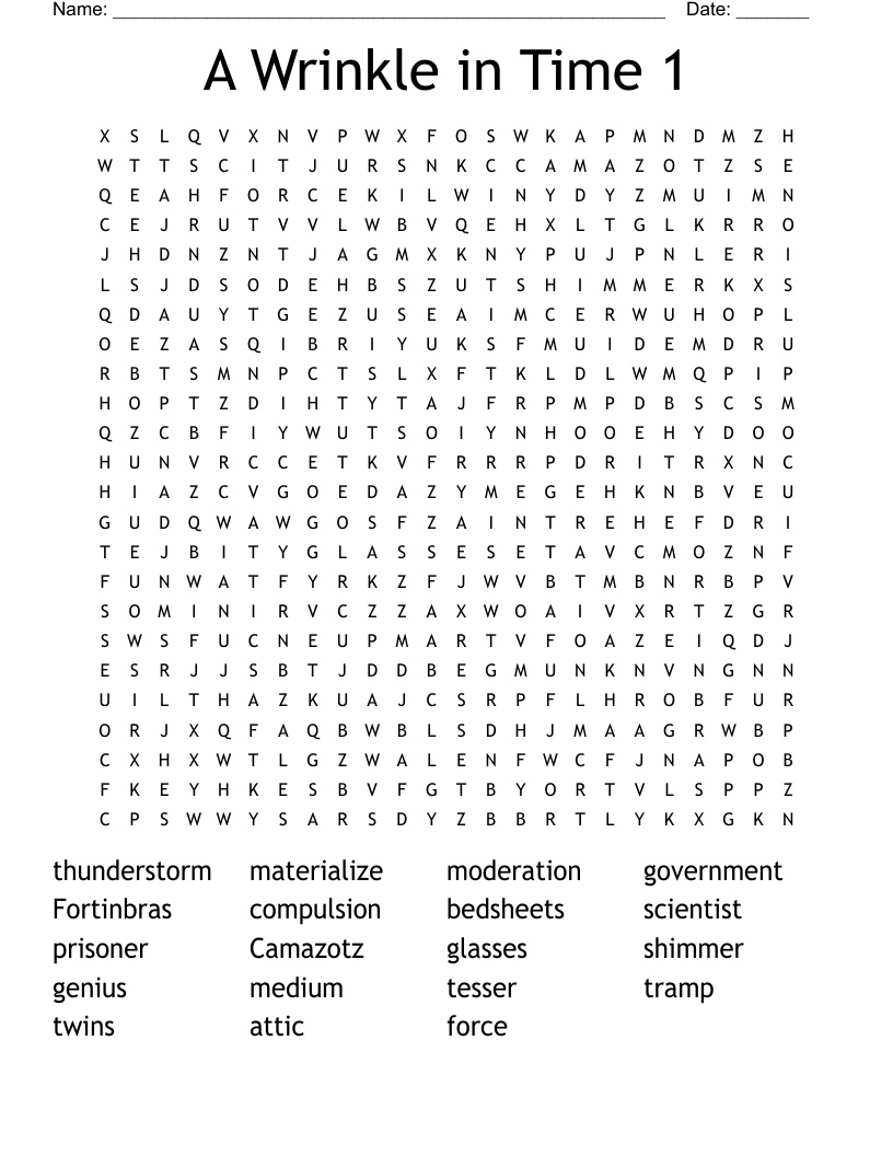 A Wrinkle in Time 1 Word Search