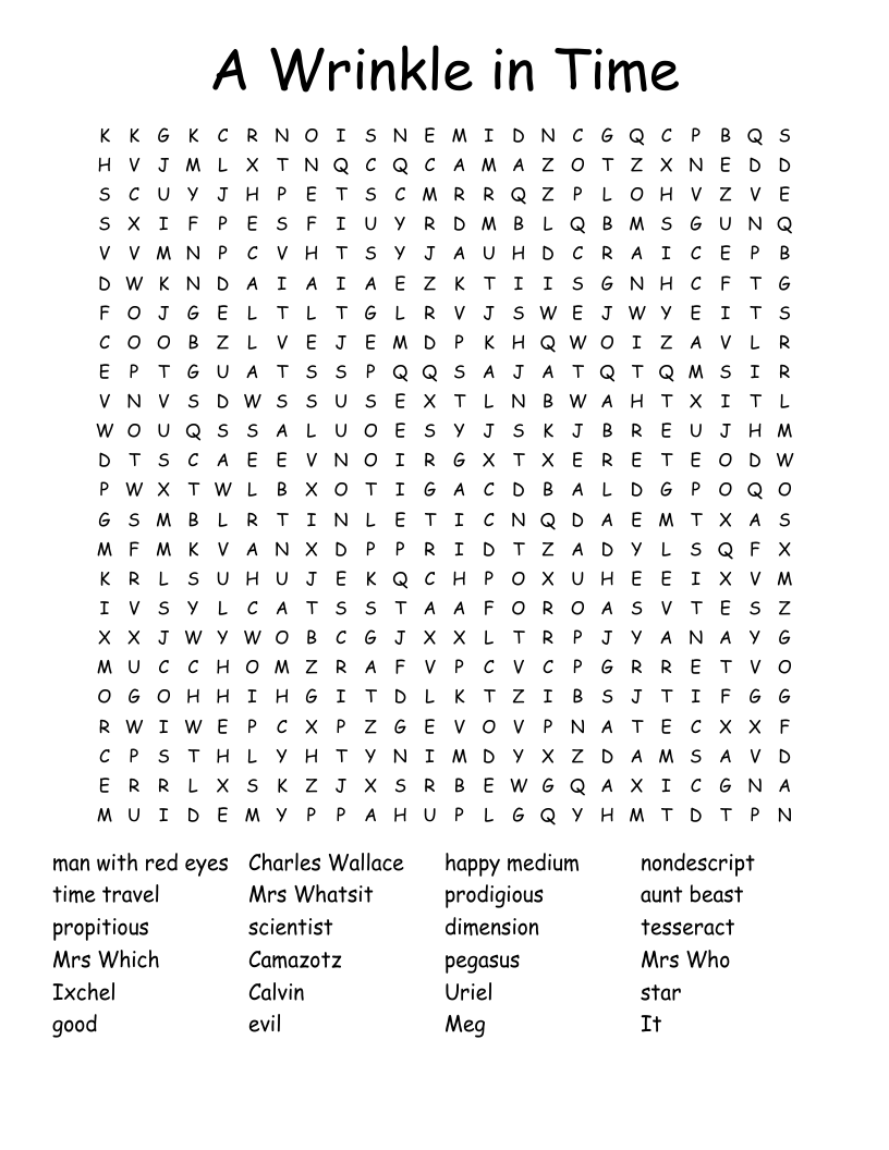 A Wrinkle in Time Word Search