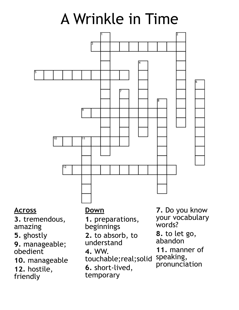 A Wrinkle in Time Crossword