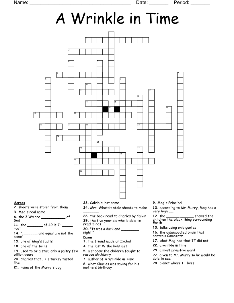 A Wrinkle in Time Crossword