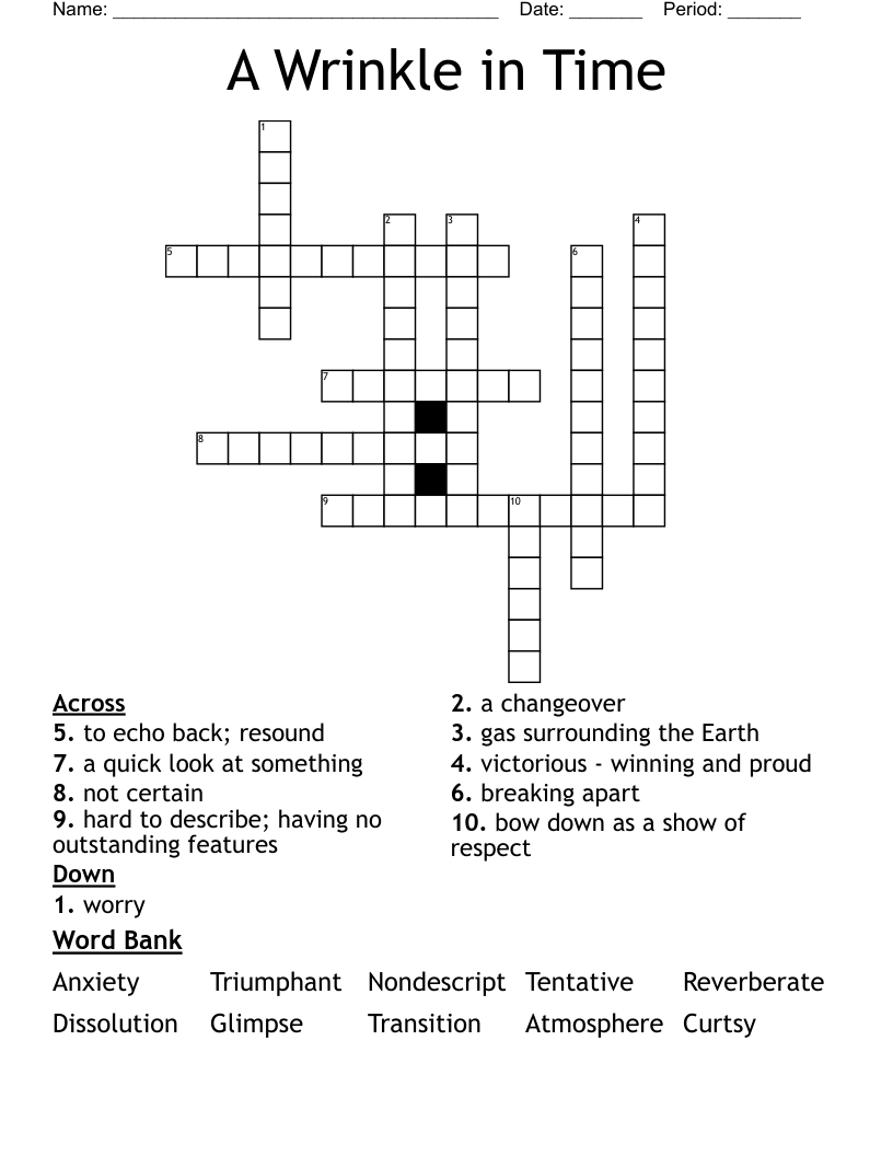 A Wrinkle in Time Crossword