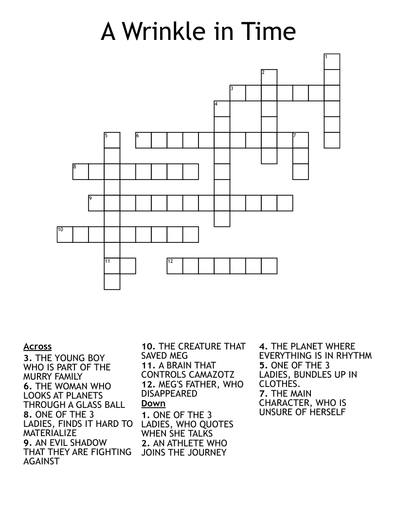 A Wrinkle in Time Crossword