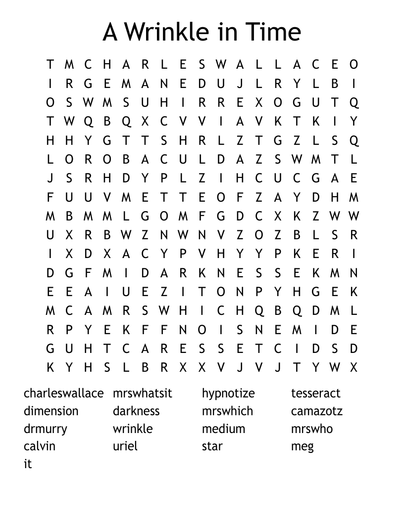 A Wrinkle in Time Word Search