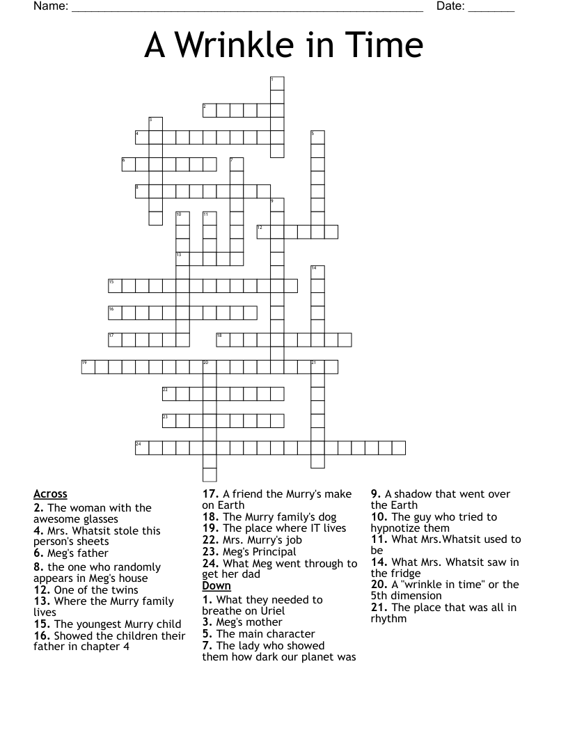 A Wrinkle in Time Crossword