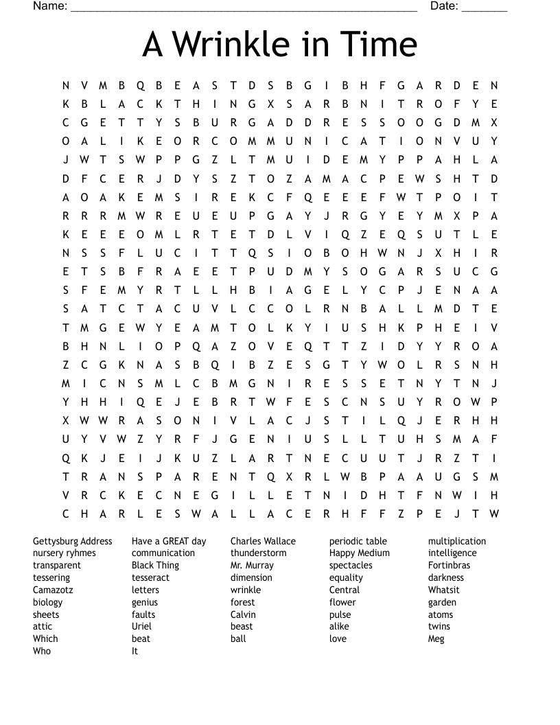 A Wrinkle in Time Word Search