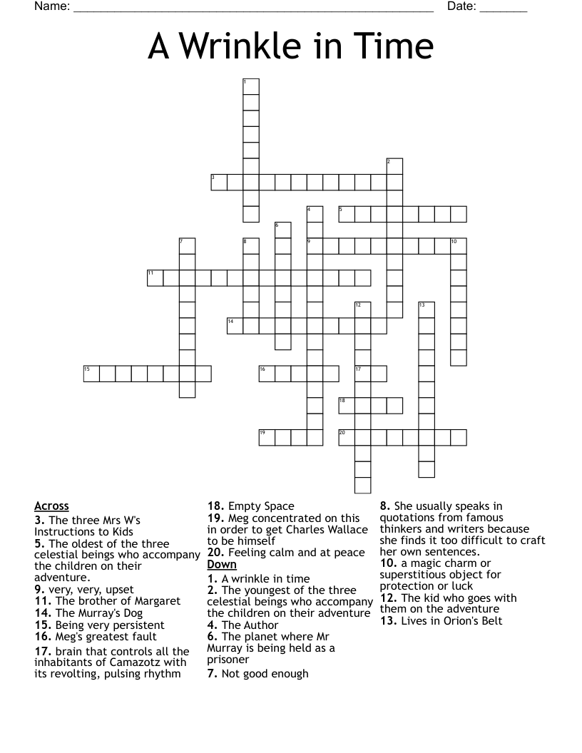 A Wrinkle in Time Crossword
