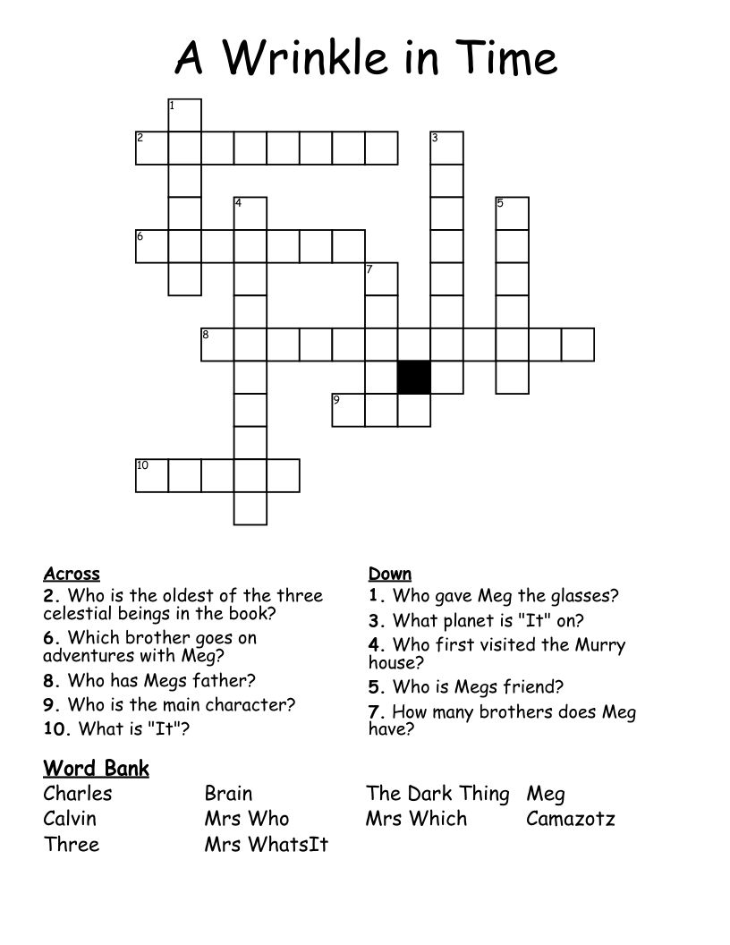 A Wrinkle in Time Crossword