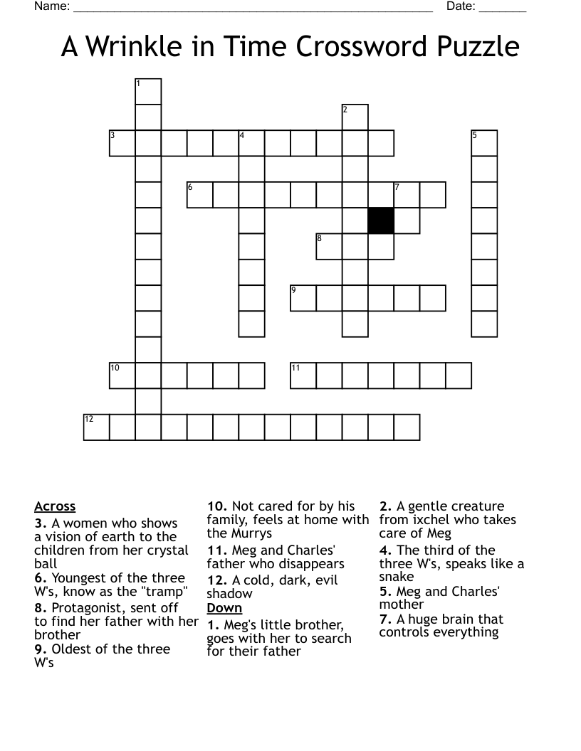 A Wrinkle in Time Crossword Puzzle